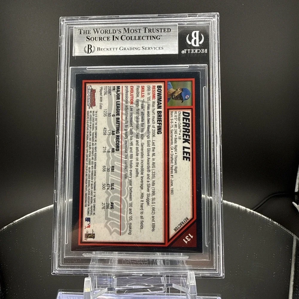 2007 TOPPS Chrome #131  DERREK LEE Autograph BGS‎ CHICAGO CUBS